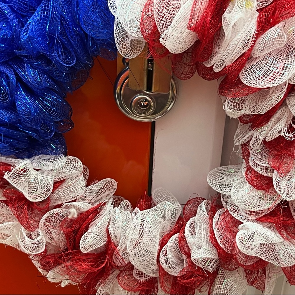 Red, White, and Blue Mesh Wreath - Picture 3 of 5
